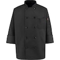 Vf Imagewear Chef Designs 10 Button-Front Chef Coat, Pearl Buttons, Black, Spun Polyester, XS 0425BKRGXS